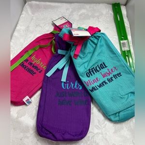 3 Pack Fun Fabric Wine Gift Bags Set of 3 Fabric Wine Bags see fun details